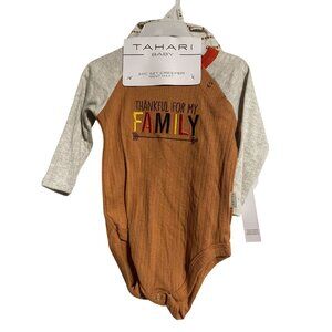 Tahari Baby Bodysuit and Hat Thankful For My Family Size 3-6M Fall Thanksgiving